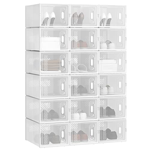 Woltu Opbergdozen voor Schoenen - Kunststof - 18 Stuks - 25x19x35 cm - Transparant