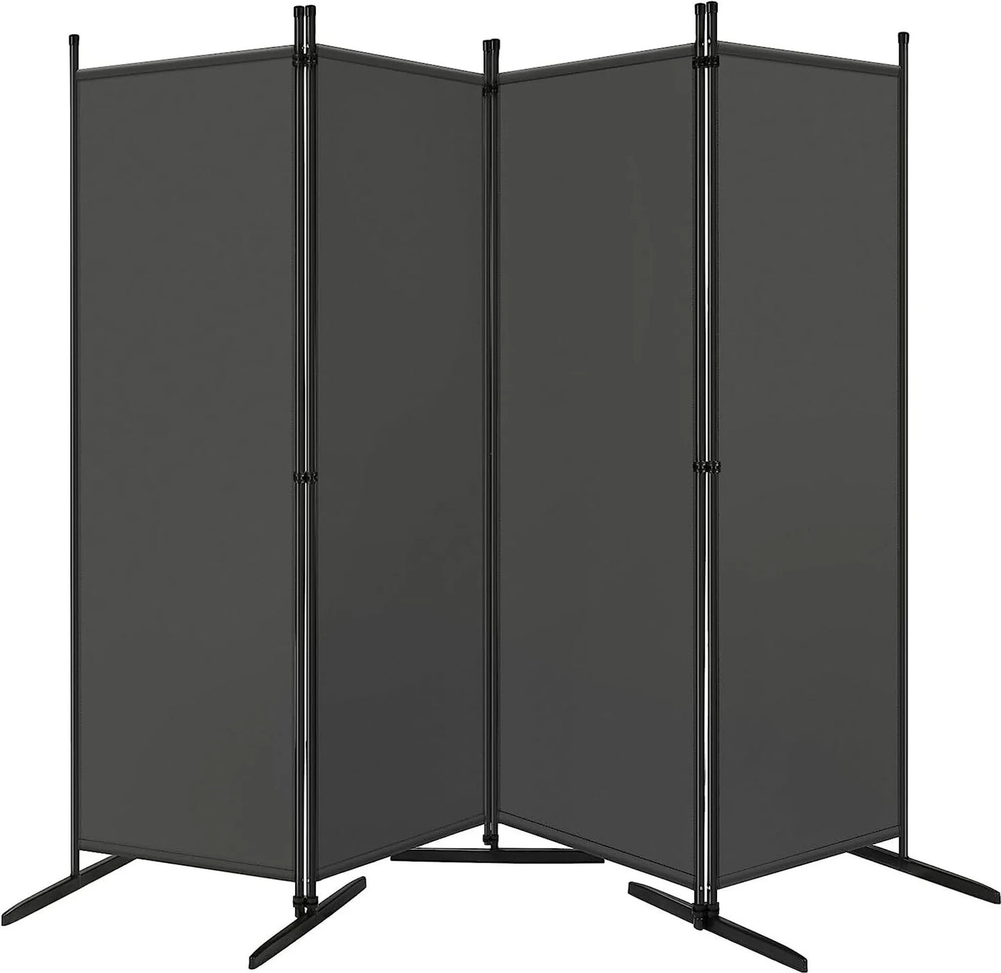 Woltu Paravent Ruimteverdeler & Privacy Scherm 4-Delig Donkergrijs - 223 x 177 cm - Opvouwbare Scheidingswand voor Binnen en Buiten