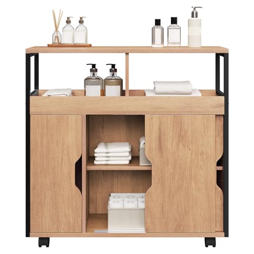 Eugad Smal Badkamerkast met 2 Open Vakken en Verstelbare Plank Licht Zwart Eiken 70 x 71,5 x 20 cm