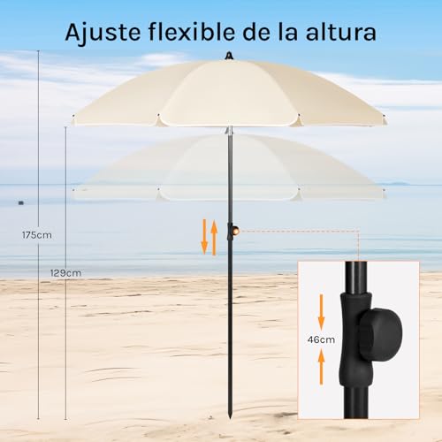 Woltu Parasol Beige - Diameter 135 cm - Verstelbare Hoogte en Kantelbare Hoek