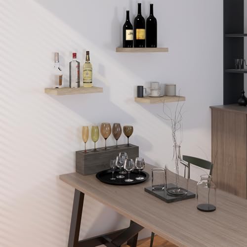 Eugad Set van 2 Zwevende Wandplanken - Modern Eikenhout - Geel - 60 x 22,9 x 3,8 cm