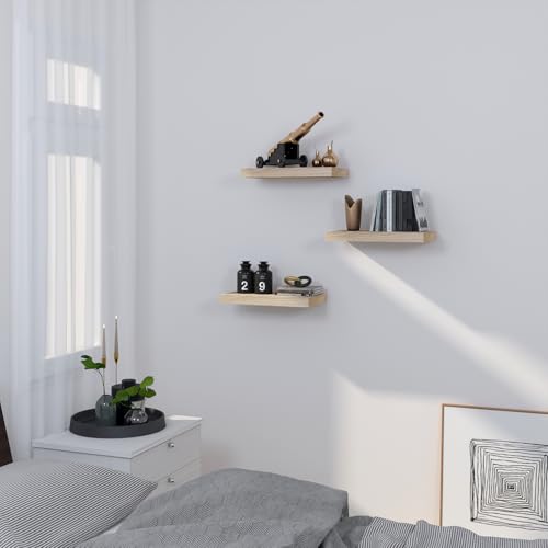 Eugad Set van 2 Zwevende Wandplanken - Modern Eikenhout - Geel - 60 x 22,9 x 3,8 cm
