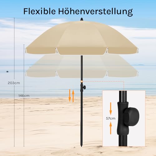 Woltu Parasol - UV-bestendig en waterdicht - Verstelbaar in hoogte en hoek - Ideaal voor balkon, terras en strand