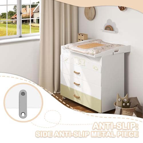 Woltu Verschoningsmat voor Baby's - Wit MDF - 80 x 75 x 10 cm - Geschikt voor Commode met Diepte 47-51 cm