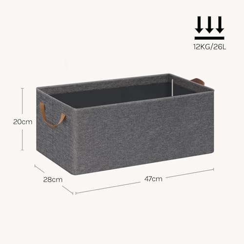 Woltu Opvouwbare Opbergdozen Set van 3 - Grijs - 47 x 28 x 20 cm
