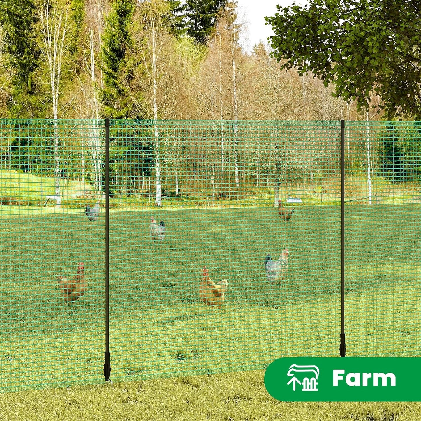 Woltu Verplaatsbaar Tuingaas Hekwerk 20 x 3 m Groen - Fijnmazige Tuinafscheiding voor Pluimvee, Honden en Tuinbescherming