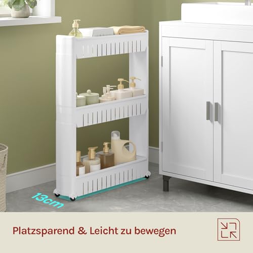 Woltu Keukenkast Uitschuifbare Planken met Wielen Wit 3 Stuks