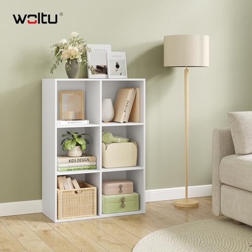 Woltu Boekenkast met 6 Compartimenten Wit 59,6 x 29 x 89 cm