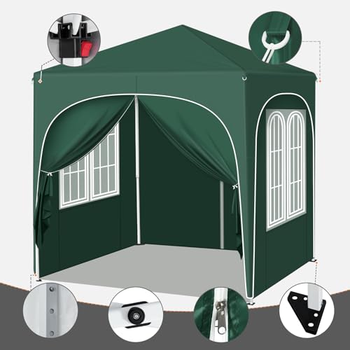 Woltu Vouwpaviljoen 2 x 2 m met 4 Afneembare Wanden Groen