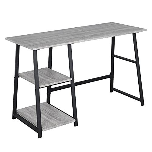 Woltu Bureau met Opbergruimte Industrieel Design - Grijs - 120 x 50 x 73 cm