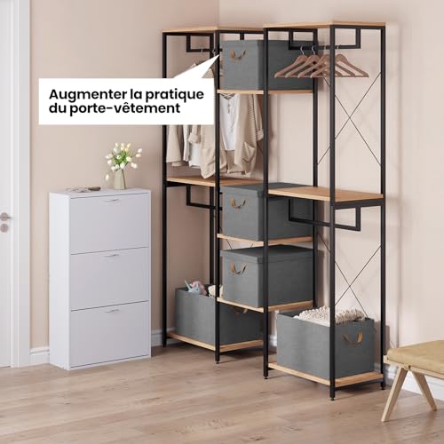 Woltu Opvouwbare Opbergbox met Deksel en Handvatten Grijs 48 x 30 x 36 cm - Set van 5