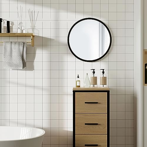 Woltu Ronde Badkamerspiegel Zwart 40 cm - Roestvrij Metaal, Heldere Reflectie