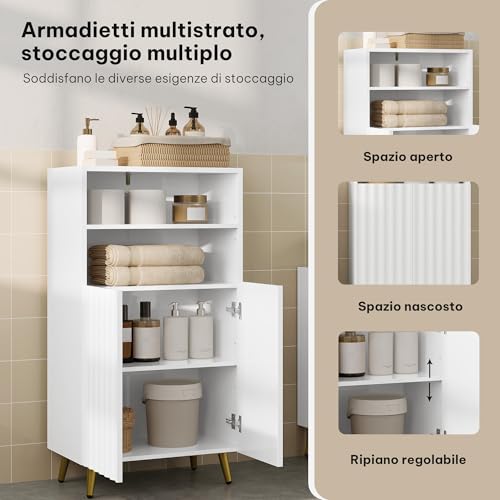 eSituro Badkamerkast Vloermodel Wit 50 x 30 x 93 cm met Verstelbare Planken