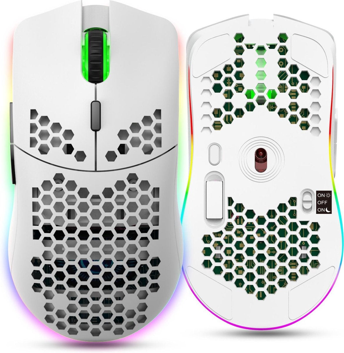 HXSJ T66 2.4G Draadloze Gaming Muis - Compact - RGB Verlichting - Wit