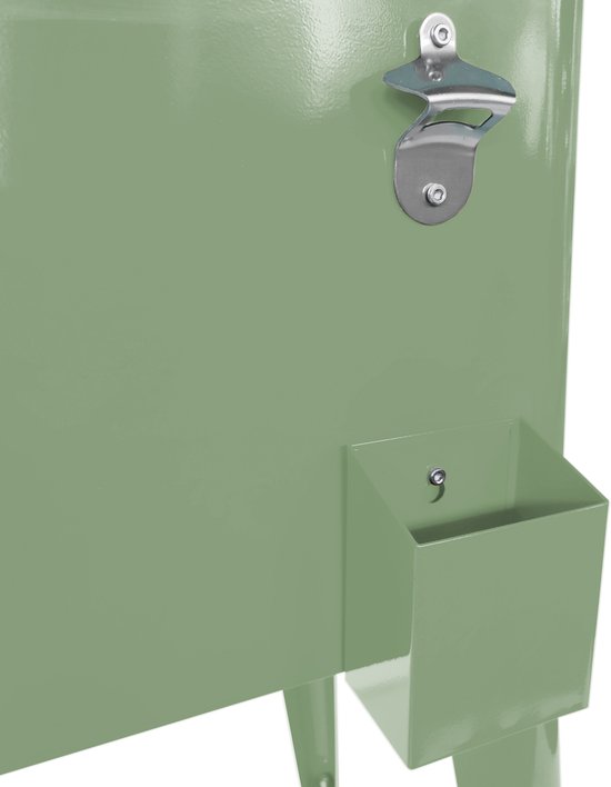 AXI Retro Cooler Groen - Koelbox met afneembare deksel en flesopener - Met 2 wielen en rem - 76L inhoud