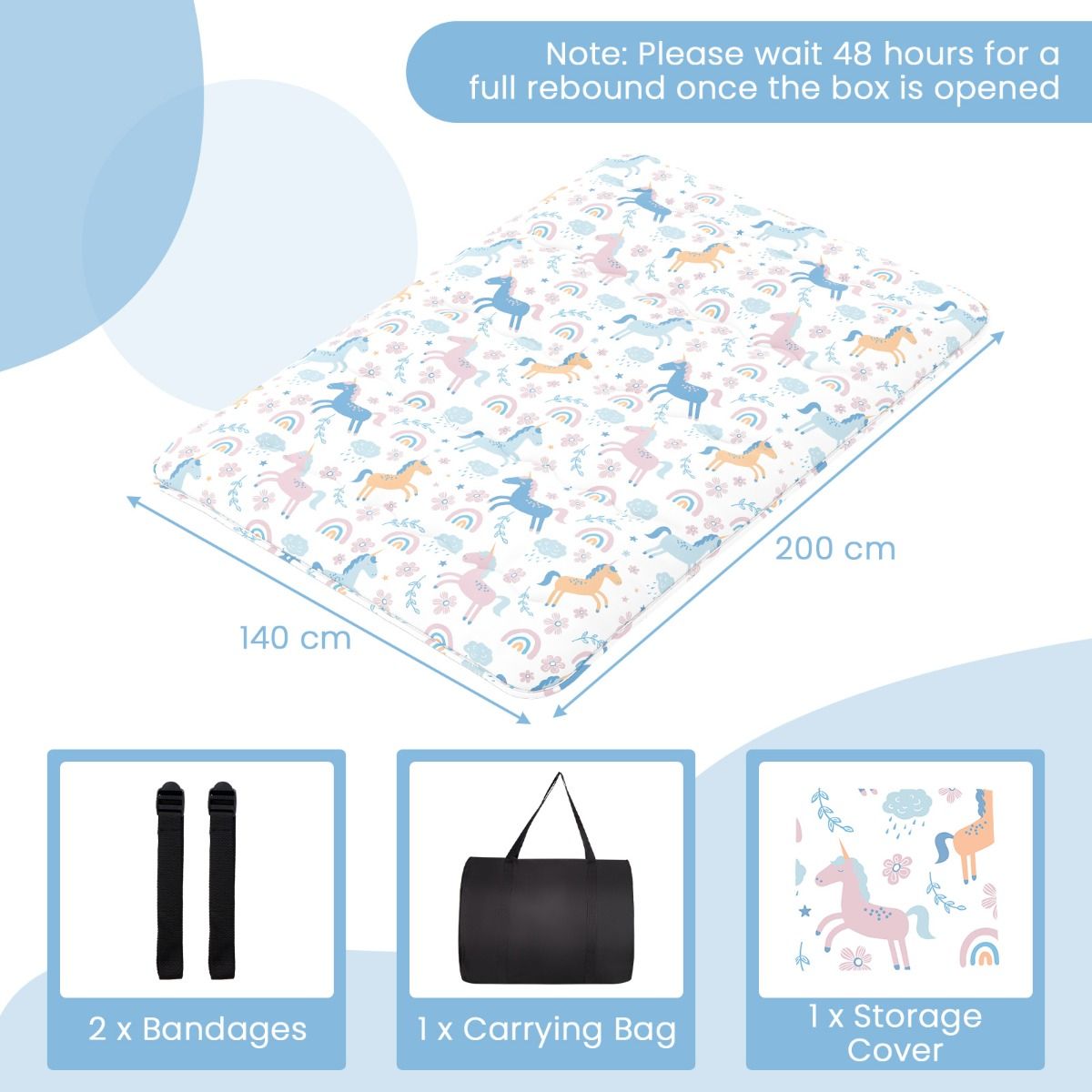 Coast Futonmatras - wasbare hoes - draagtas inbegrepen - kleurrijk 140 x 200 cm