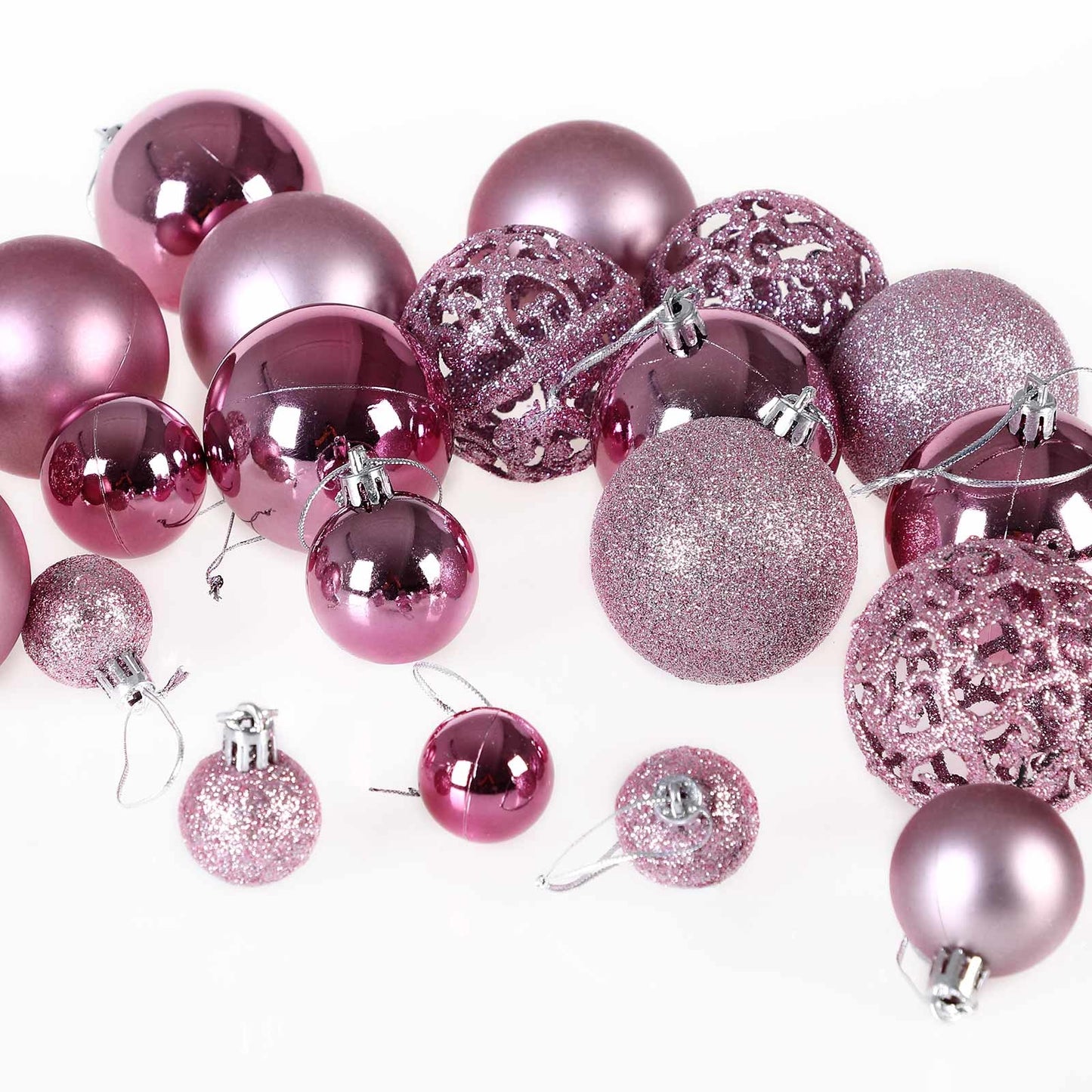 Casaria Kerstballen 100 er Set - Kunststof Mat Glanzend Ø 3 4 6 cm Roze