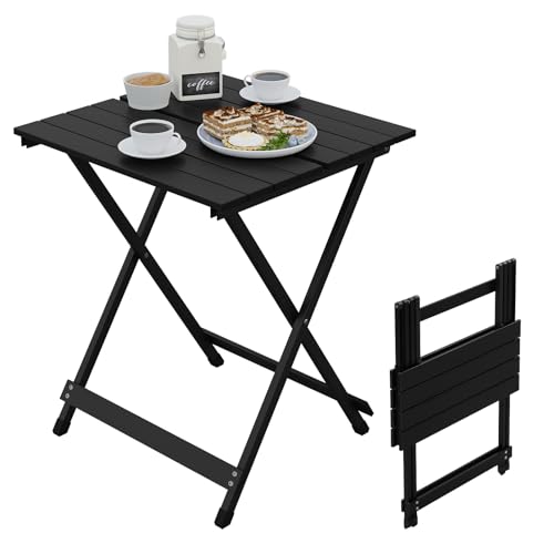 Woltu Opvouwbare Campingtafel Aluminium Zwart 50,5 x 47 x 59,5 cm