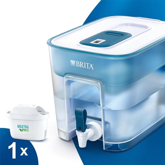 BRITA - Waterfilterkan - Flow Cool - Waterfilter - Waterdispenser - 8.2L - Blauw - incl. 1 MAXTRA PRO ALL-IN-1 filterpatroon