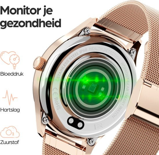 Actyve Smartwatch – Gezondheids- & Sportfuncties – 240 uur batterij – 40 mm – Roségoud