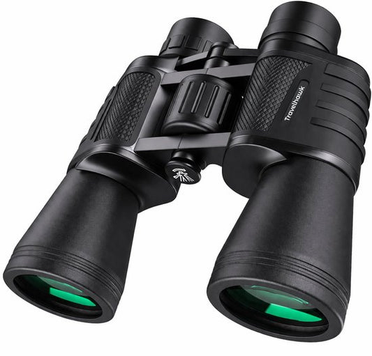 Travelhawk Verrekijker - 20x50 - BAK4 - Full Multi-Coated (FMC) - Compacte verrekijker - Waterdicht - Met nekkoord, draagtas - voor vogels kijken, jagen, theater - Zwart