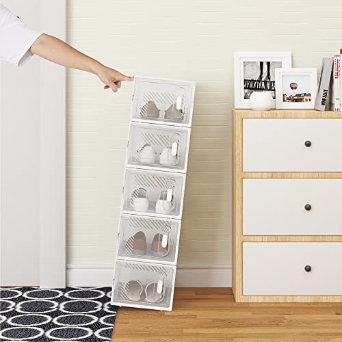 Woltu Opbergdozen voor Schoenen - Kunststof - 18 Stuks - 25x19x35 cm - Transparant