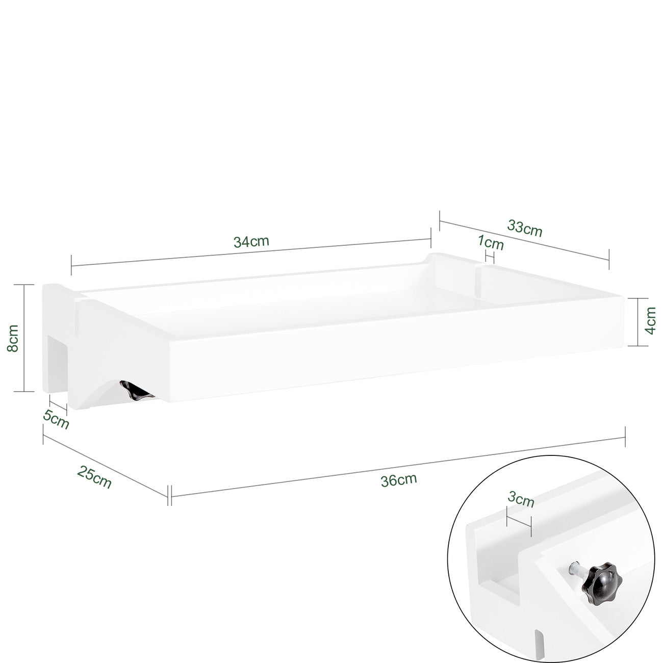 SoBuy Bedplank - Bamboe - Zwevend - Max 2,5 kg - 36 x 8 x 25 cm - Wit