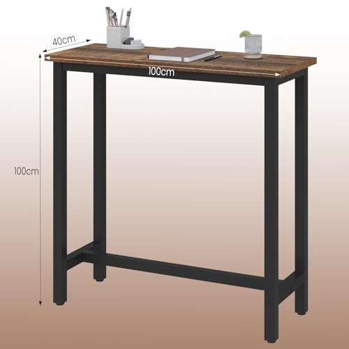 Woltu Bar tafel met metalen frame en spaanplaat blad - Vintage hout - 100 x 40 x 100 cm