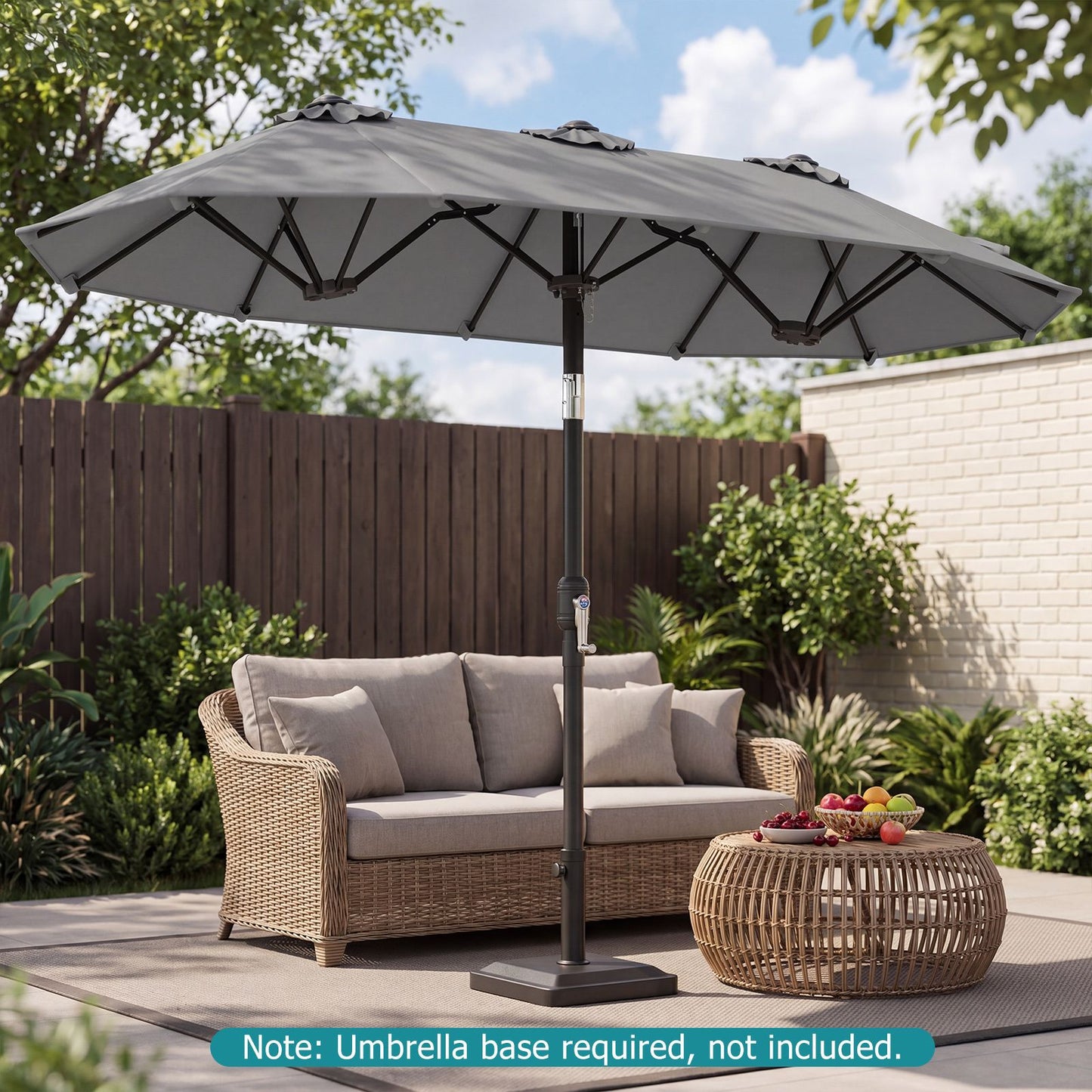 Coast Dubbele Parasol 300 x 160 cm - Rechthoekig - Kantelbaar - Grijs