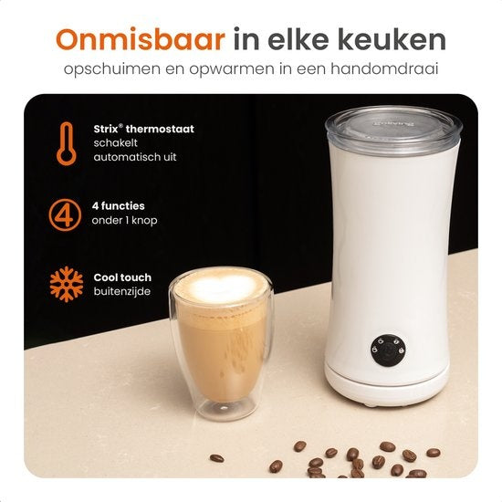 Goliving Melkopschuimer Elektrisch 4-in-1 Voor Opschuimen en Verwarmen Non-stick coating 240 ml Wit