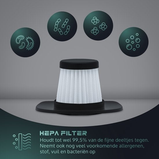 JAP Appliances Tornado S3C - Kruimeldief snoerloos (150W) met oplaadhangsysteem - 5 Opzetstukken en 2 HEPA-filters - Nat en Droog handstofzuiger - Kruimelzuiger draadloos - Auto stofzuiger