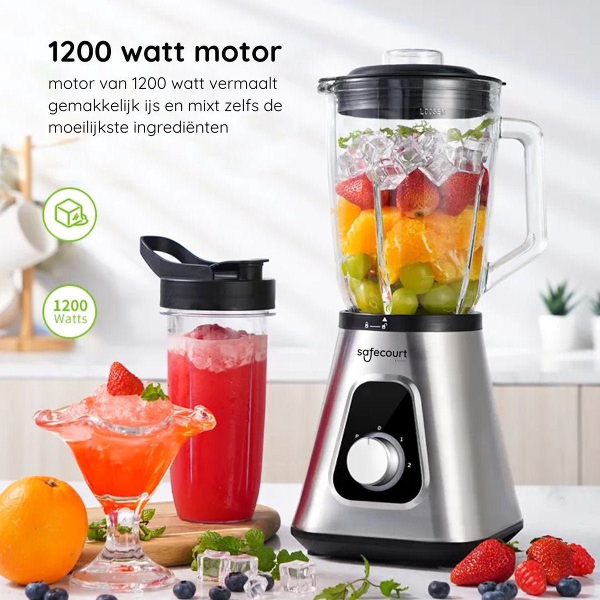 Safecourt Kitchen Sportblender - 1200 Watt - RVS