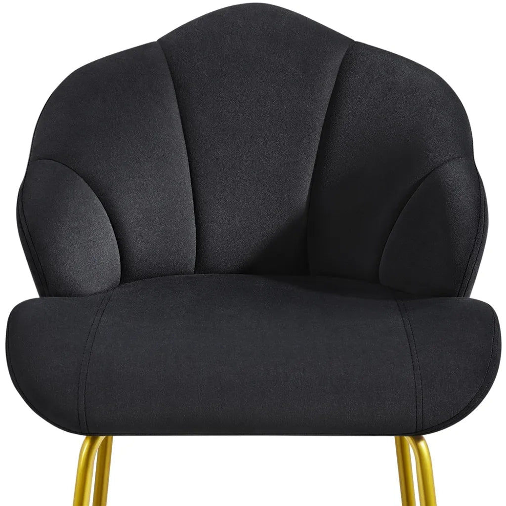 Yaheetech Eetkamerstoel 56 x 57 x 78 cm - Schelpvorm - Fluweel - Zwart