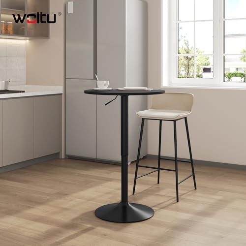 Woltu Ronde Verstelbare Barkruktafel Zwart MDF