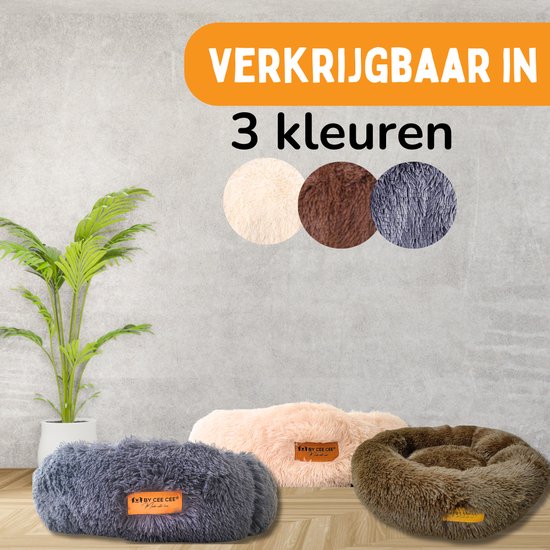 By Cee Cee Hondenmand - Donut Hondenmand - Kattenmand - Premium Hondenkussen - Volledig Afritsbaar - Beige 40cm - S