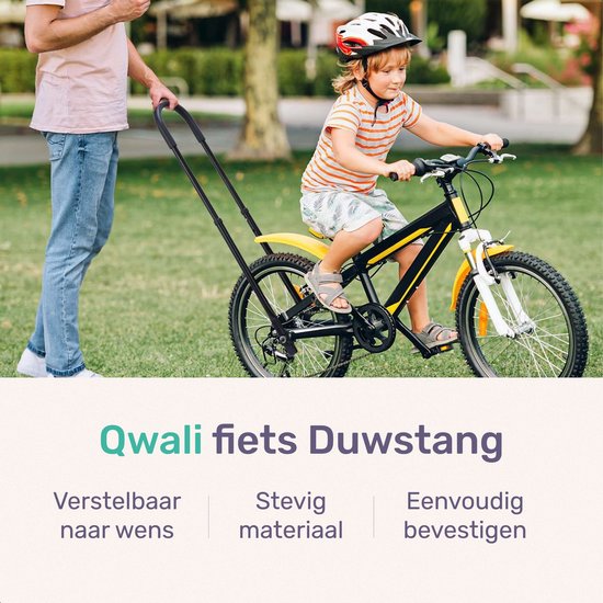 Duwstang voor kinderfiets - Universeel - Zwart - Fietstrainer - Fietsbeugel - Geschikt voor loopfiets, driewieler en peuterfiets