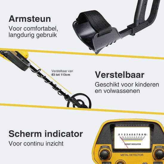 EarthVision Metaaldetector TerraWave - Voor kinderen en volwassenen - Verstelbare hoogte - Waterdicht - Lichtgewicht - Incl. Batterijen en Schep