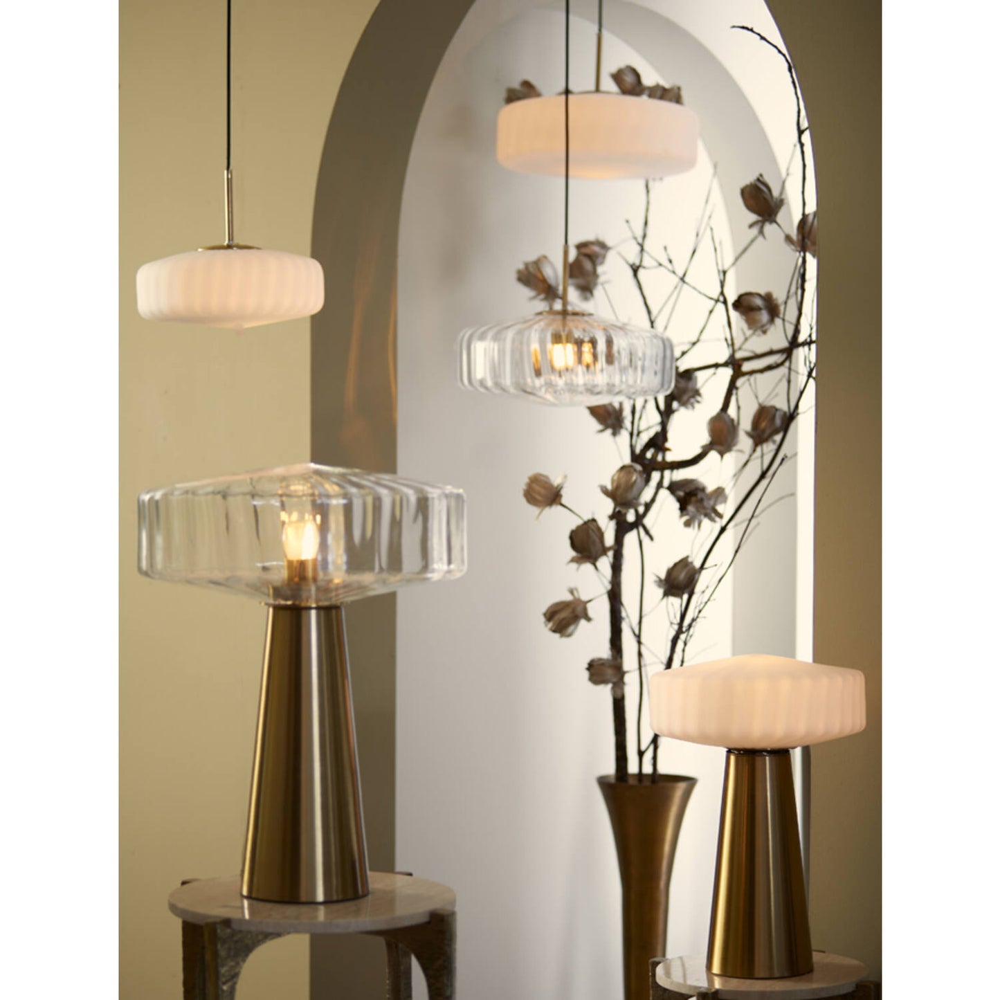 Light & Living Hanglamp Pleat – Ø30x17 cm – Mat Wit/Goud