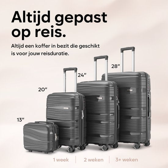 SC Travelin' Charm – 28-inch Grote Reiskoffer - Cijferslot - 41x24x69 cm - 98L - Lichtgewicht, Waterdicht & Duurzaam - Antraciet V2