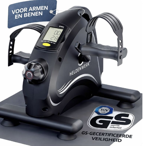 Heldenwerk Stoelfiets - Pedaaltrainer - Compact  - 44x40x30cm - Zwart - Incl. Antislip mat & Calorie teller