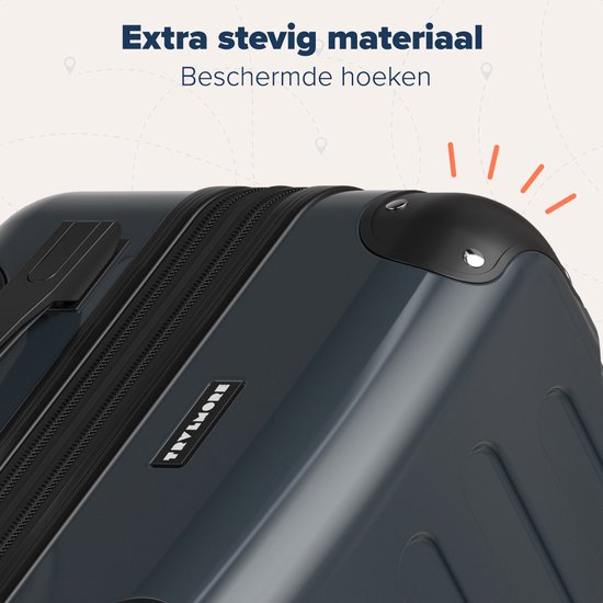 TRVLMORE Kofferset - 2 Delig - 45L Handbagage + 115L Ruimbagage - TSA Slot - Lichtgewicht - Reiskoffer Set - Donkergrijs