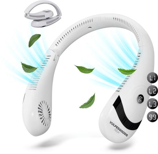 Vulpes Goods® Tech - Nek Ventilator - Draagbare Gezichtsventilator - USB ventilator - Mini Ventilator - Oplaadbaar - 3 standen - PRO Versie