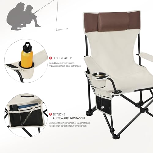 Woltu Campingstoel met Rugleuning en Drinkhouder Lichtgewicht Opvouwbaar Blauw