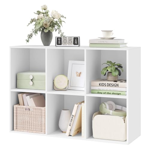 Woltu Boekenkast met 6 Compartimenten Wit 59,6 x 29 x 89 cm