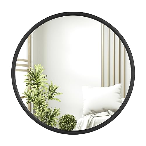 Woltu Ronde Wandspiegel Ø60 cm Zwart Metalen Frame