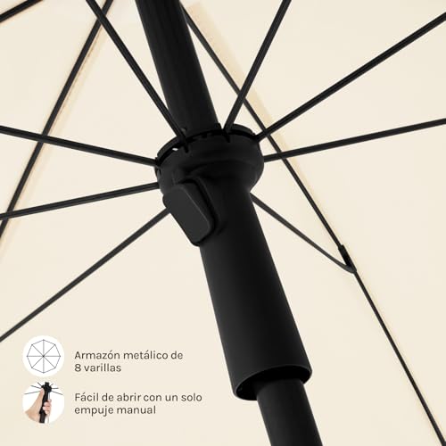 Woltu Parasol Beige - Diameter 135 cm - Verstelbare Hoogte en Kantelbare Hoek
