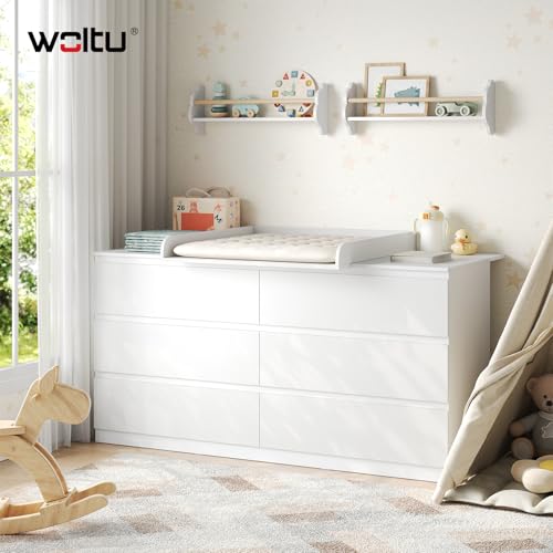 Woltu Verschoningsmat voor Commode Wit 80 x 80 cm met Beschermrand