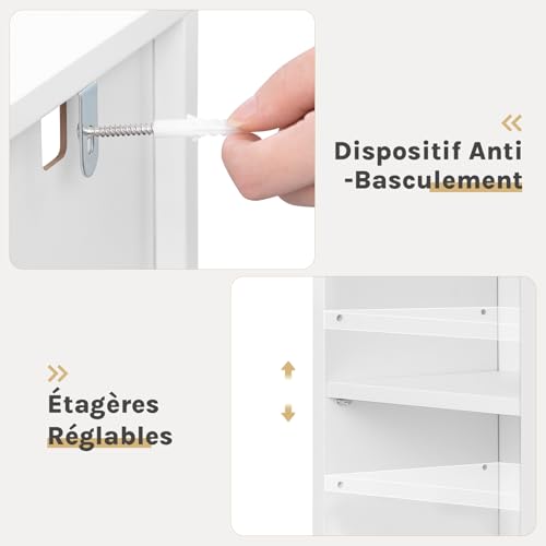 Woltu Kubusplank met 10 Vakken - Smalle Hoge Boekenkast - Wit - 19,5 x 17 x 92,5 cm