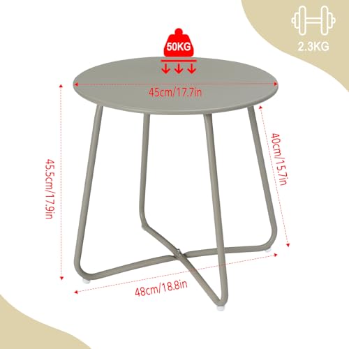 eSituro Ronde Tuin- en Balkon Tafel - Metaal Grijs - Ø48 x H45 cm