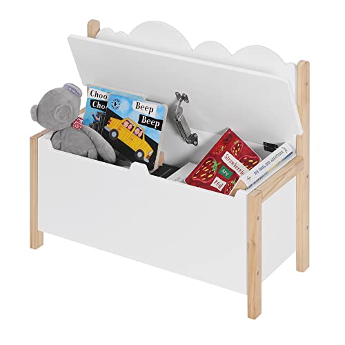 Woltu Opbergbank met Rugleuning en Speelgoedkist voor Kinderen Wit 60 x 25,5 x 55 cm